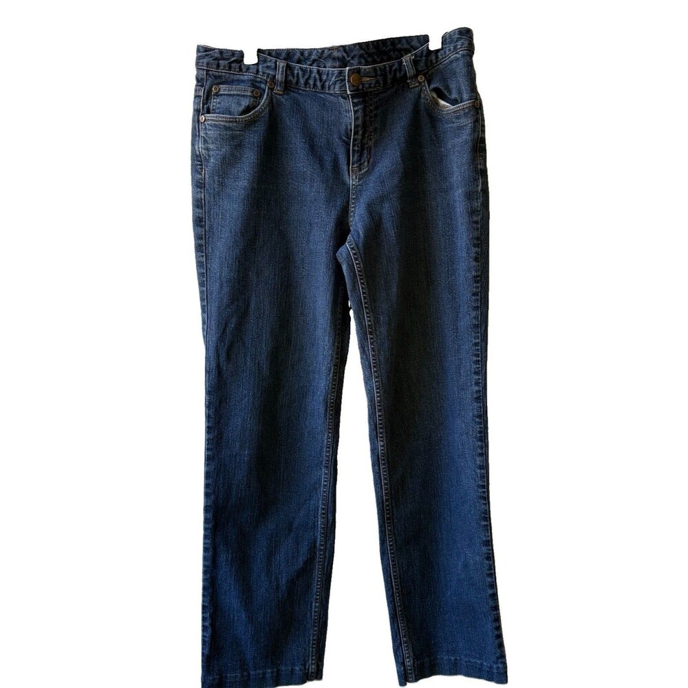 Woolrich Dark Wash Blue Denim Jeans Straight Fit Mid Rise 5-Pocket Logo